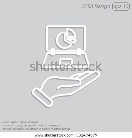Web line icon. Laptop in hand