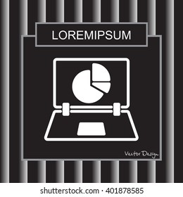 Web line icon. Laptop and pie-chart
