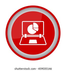 Web line icon. Laptop and pie-chart