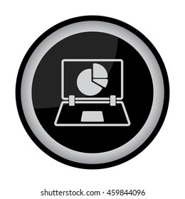 Web line icon. Laptop and pie-chart