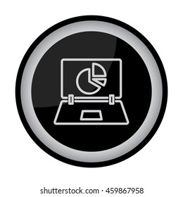 Web line icon. Laptop and pie-chart