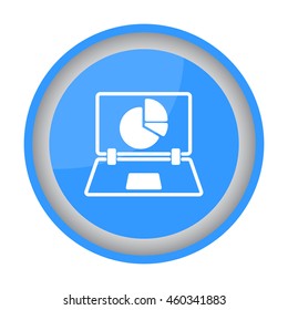 Web line icon. Laptop and pie-chart
