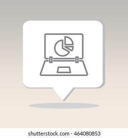 Web line icon. Laptop and pie-chart