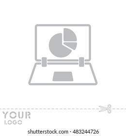 Web line icon. Laptop and pie-chart