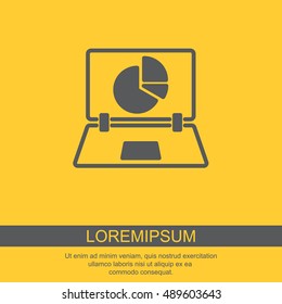 Web line icon. Laptop and pie-chart