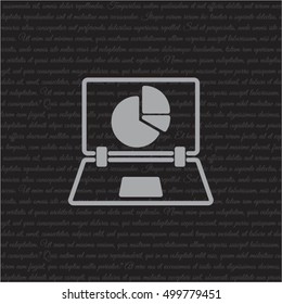 Web line icon. Laptop and pie-chart