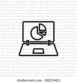Web line icon. Laptop and pie-chart