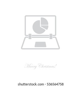 Web line icon. Laptop and pie-chart