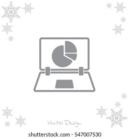 Web line icon. Laptop and pie-chart