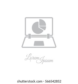Web line icon. Laptop and pie-chart