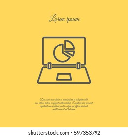 Web line icon. Laptop and pie-chart