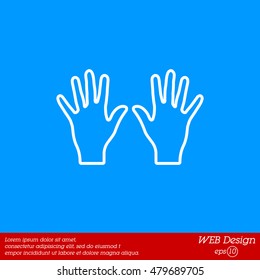Web line icon. Left and right hands, bunch of fives