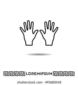 Web line icon. Left and right hands, bunch of fives