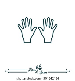 Web line icon. Left and right hands, bunch of fives