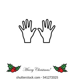 Web line icon. Left and right hands, bunch of fives