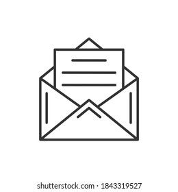 Icono de línea Web. Carta, mensaje de lectura. Icono negro vector.