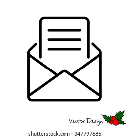 Web line icon. Letter, read message