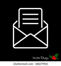 Web line icon. Letter, read message