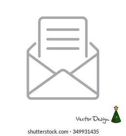 Web line icon. Letter, read message