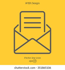 Web line icon. Letter, read message