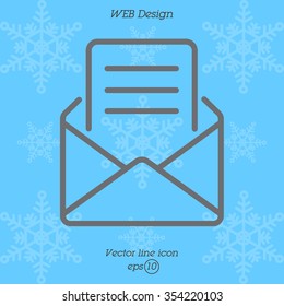 Web line icon. Letter, read message