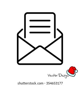 Web line icon. Letter, read message