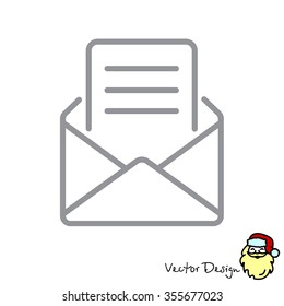 Web line icon. Letter, read message