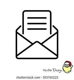 Web line icon. Letter, read message
