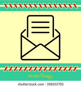 Web line icon. Letter, read message