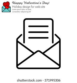 Web line icon. Letter, read message