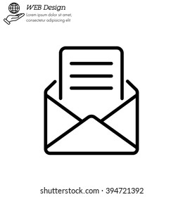 Web line icon. Letter, read message
