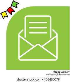 Web line icon. Letter, read message