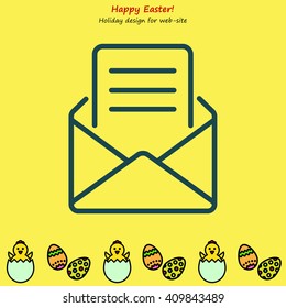 Web line icon. Letter, read message
