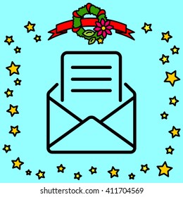 Web line icon. Letter, read message