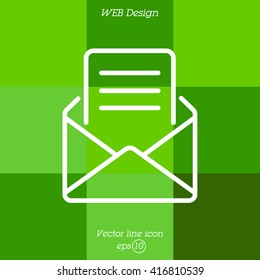 Web line icon. Letter, read message