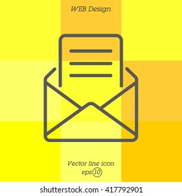Web line icon. Letter, read message