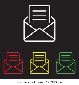 Web line icon. Letter, read message