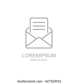 Web line icon. Letter, read message