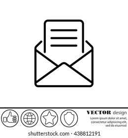 Web line icon. Letter, read message