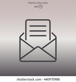 Web line icon. Letter, read message