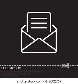 Web line icon. Letter, read message