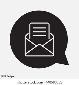 Web line icon. Letter, read message