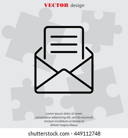 Web line icon. Letter, read message