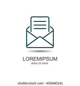 Web line icon. Letter, read message
