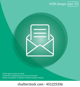 Web line icon. Letter, read message