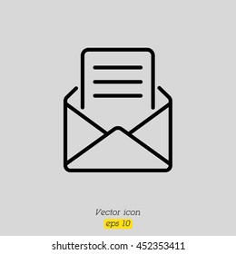 Web line icon. Letter, read message