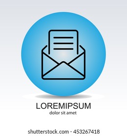 Web line icon. Letter, read message