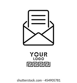 Web line icon. Letter, read message