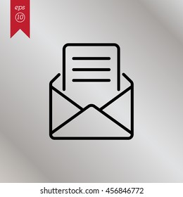 Web line icon. Letter, read message