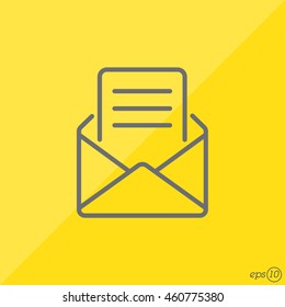 Web line icon. Letter, read message